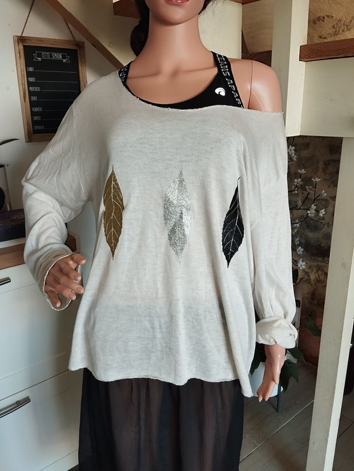 Pull oversize plumes argentées - photo numéro 4