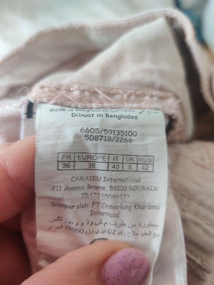 Pantalon pantacourt toile Camaïeu 36 - photo numéro 9