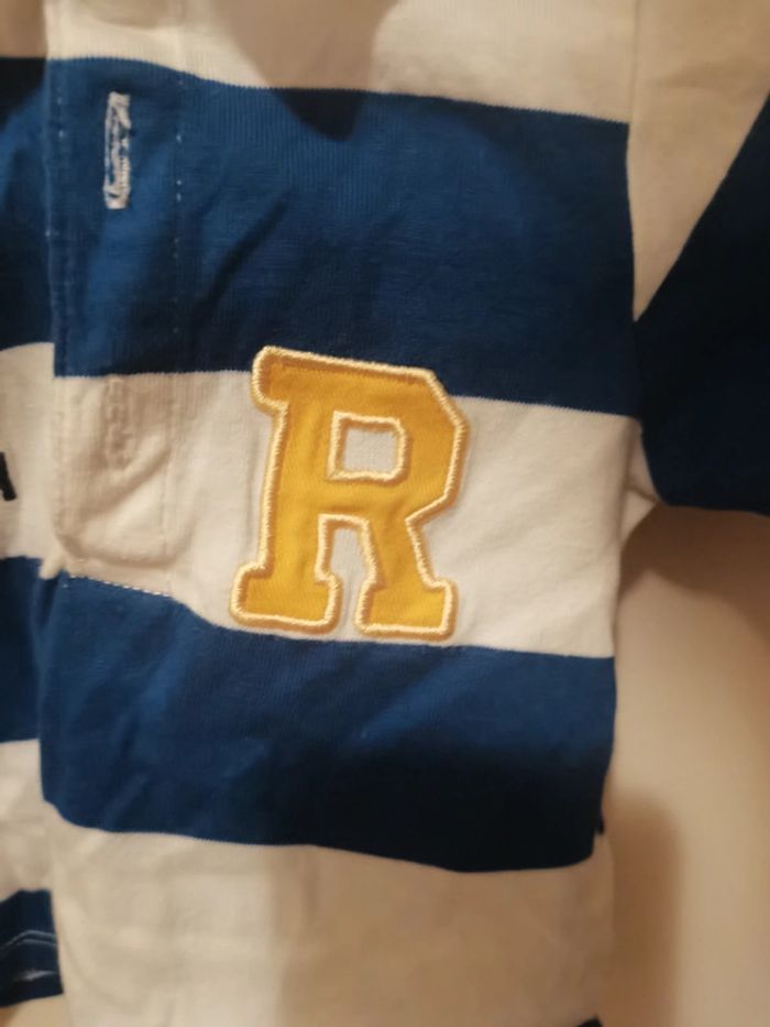 Polo rayé, imitations maillot de rugby. Blanc et bleu - photo numéro 3