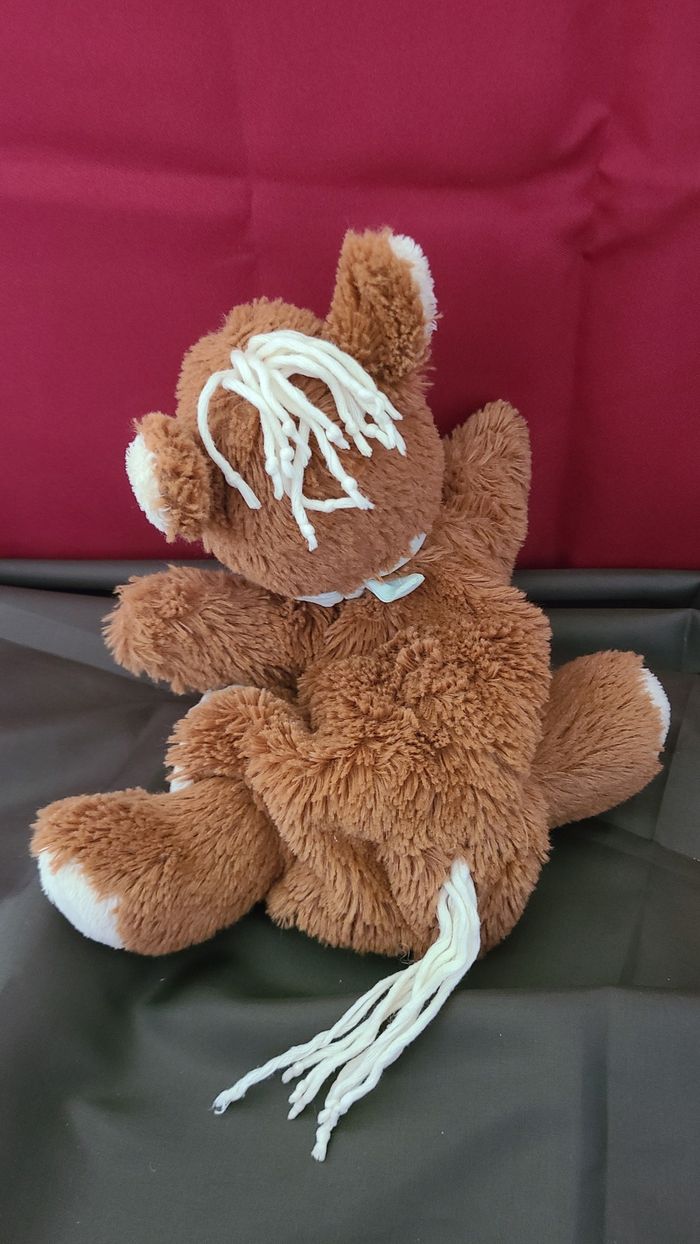 Doudou marionnette Mocha cheval KALOO Les Amis marron bandana bleu - photo numéro 3