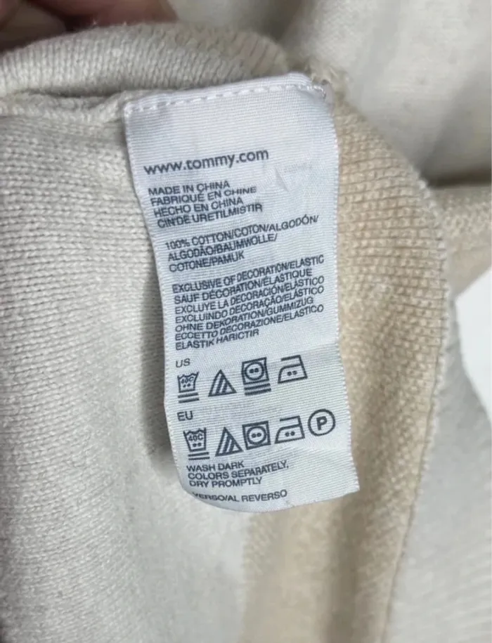 🍂 Magnifique pull Col V Tommy Hilfiger / Marinière beige - T/S 🍂 - photo numéro 7