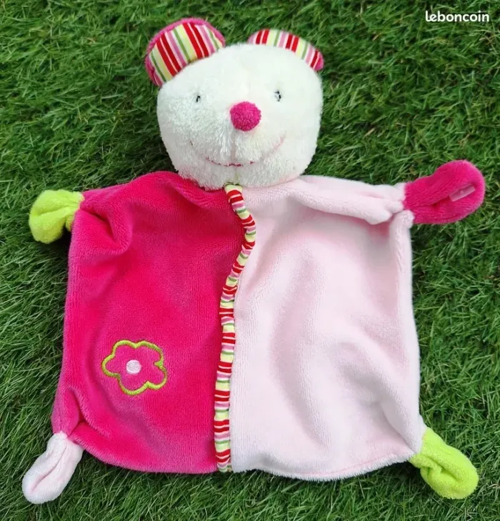 Doudou carre plat rose souris - baby club