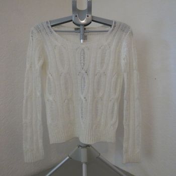 ✨ Pull ajouré blanc – Ici et Maintenant – Taille 34/36 ✨