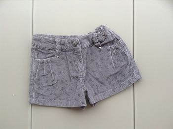 short en velours gris et à motifs filles tape à l'oeil 3 ans