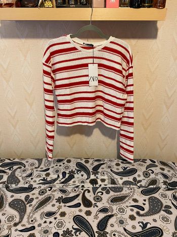 Superbe beau pull brut en maille fine à rayures Zara neuf avec étiquette taille S