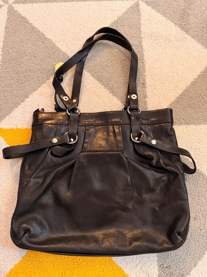 Sac à main en cuir noir vintage Furla - photo numéro 2