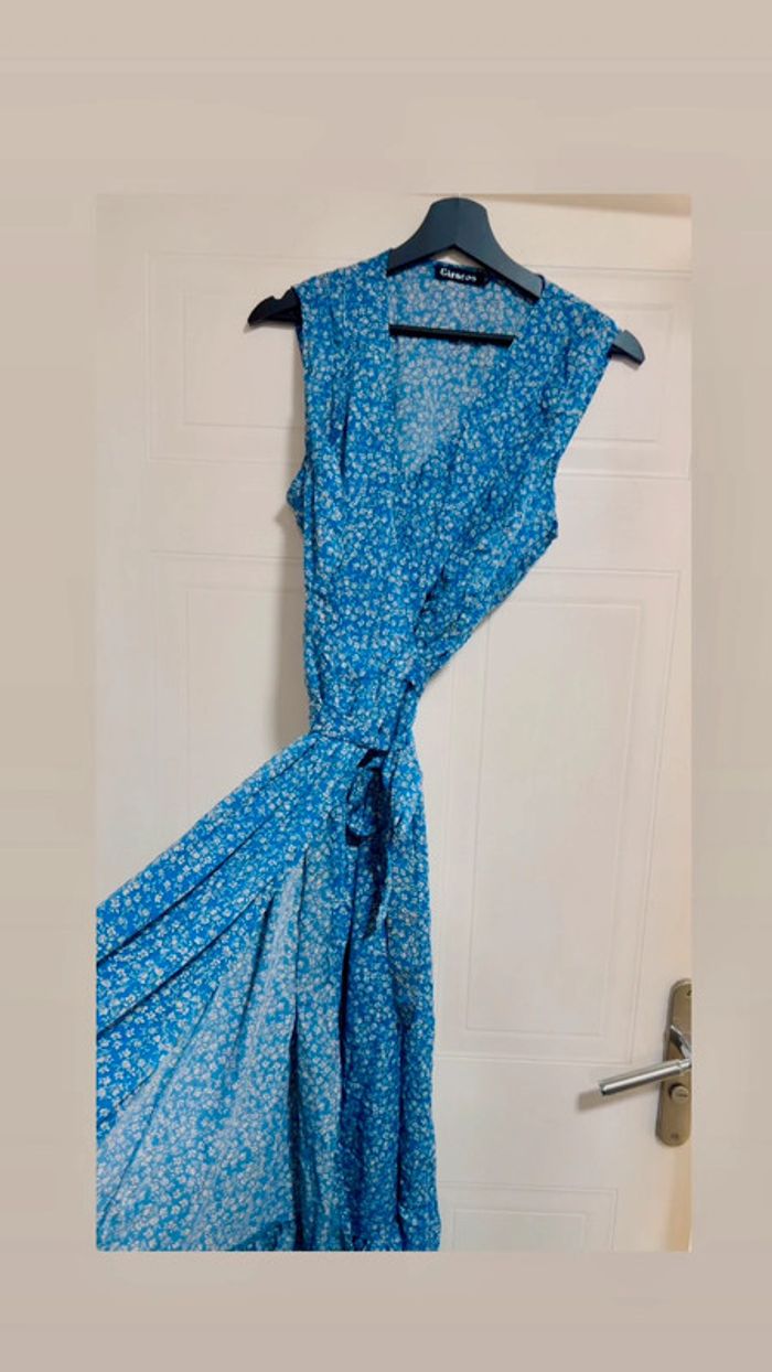 Robe longue fleurie turquoise – Taille M/L - photo numéro 6