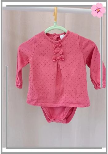 T-shirt body rose tex 9 mois