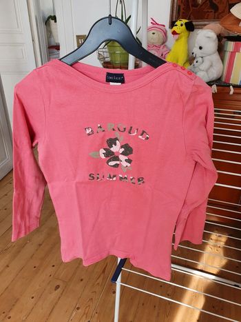 Tee-shirt rose 38/40 manches longues coton