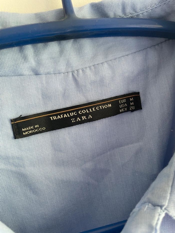 Blouse bleu clair épaules dénudées à volant Zara - photo numéro 2