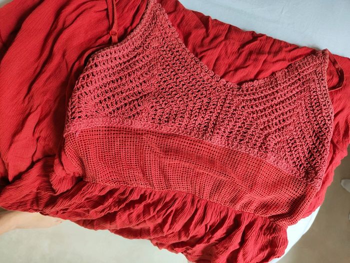 Robe longue d'été camaïeu crochetée terracotta - photo numéro 4