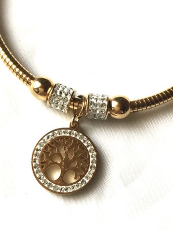 Bracelet Breloque Pendentif Style Arbre Vie Pierres Strass Bijou Doré Fantaisie Hommes Femmes