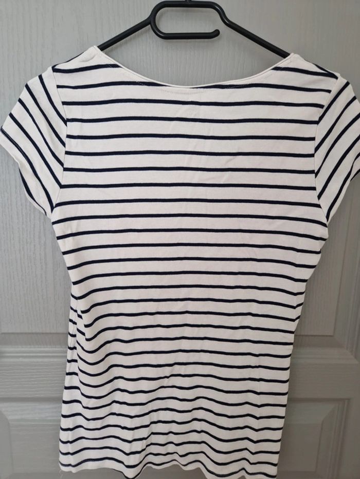 T-shirt a rayures marinière bleu blanc taille M Très bon état Camaïeu - photo numéro 4