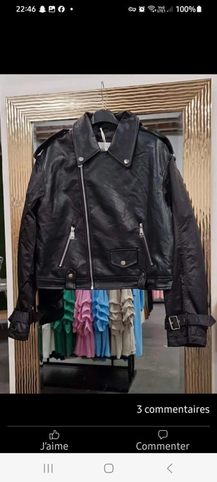 Blouson bi matière style perfecto
