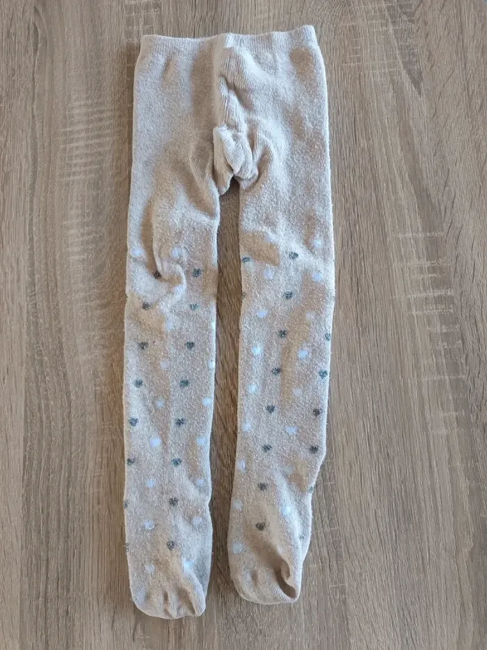 Collants chauds beige gris et blanc loup Chaussexpo fille taille 23/26 - photo numéro 4