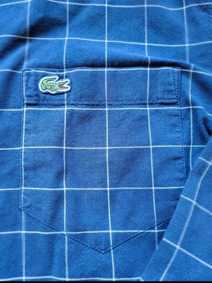 Chemise Lacoste Bleu à Carreaux Blanc - Manches Longues - Taille L - 100 % Coton - photo numéro 4