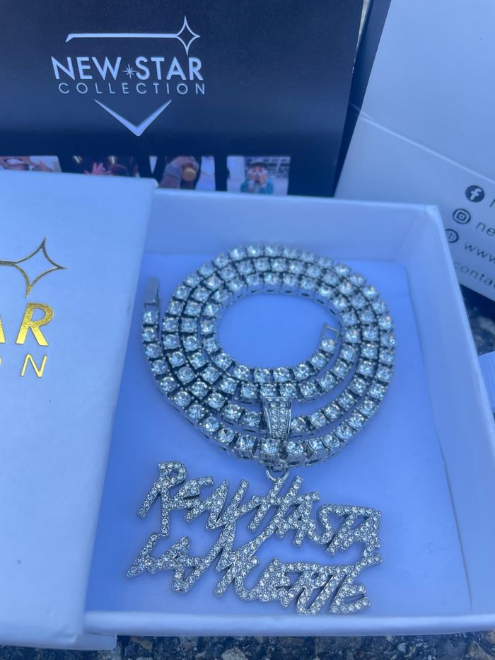 Ensemble Chaîne de Tennis sertie de zirconium + pendentif Real Hasta La Muerté - photo numéro 4