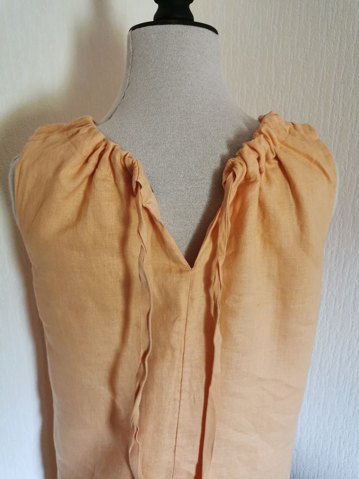 Robe d'été en lin orange clair Monoprix T38 - photo numéro 6