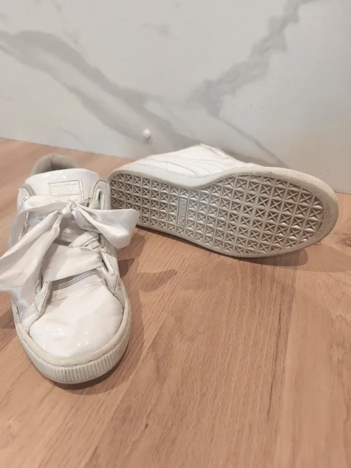 Baskets Puma Heart blanches – Lacets satin – Pointure 38 - photo numéro 3