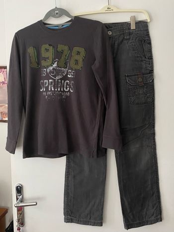 ZARA 11/12 ans pantalon cargo  en velours côtelé  + t-shirt manches longues