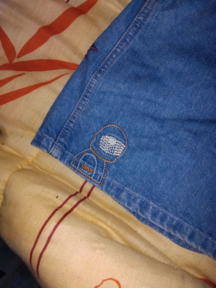Salopette combishort jean avec broderies - photo numéro 2