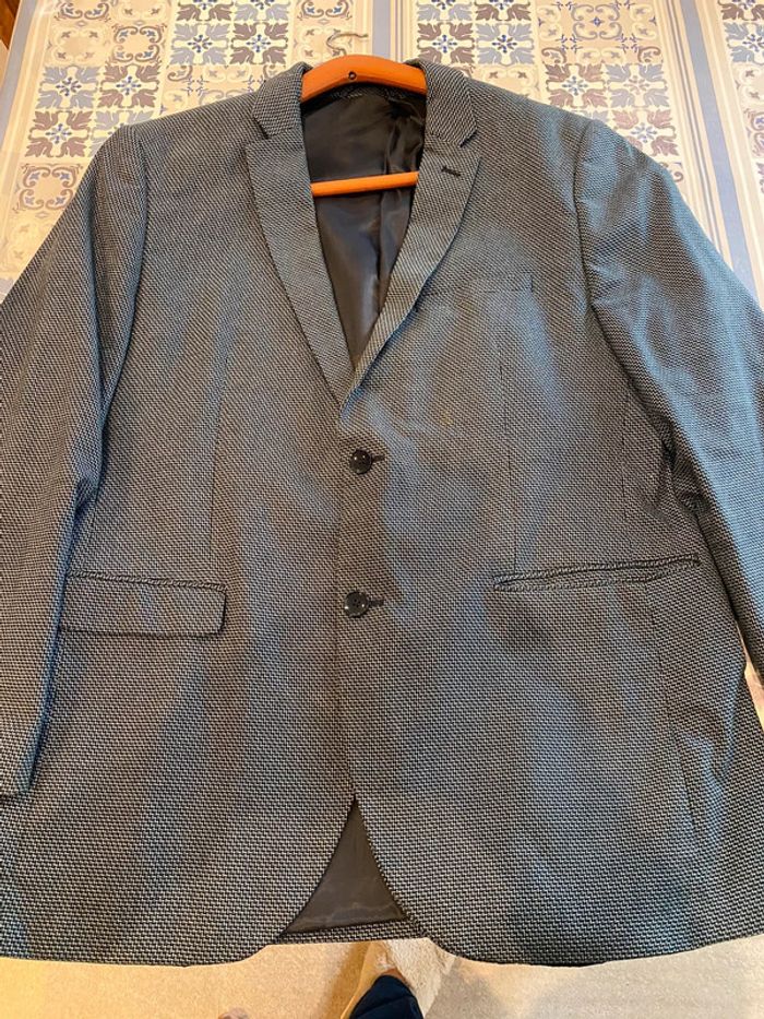 Veste costume bleue chiné - photo numéro 4