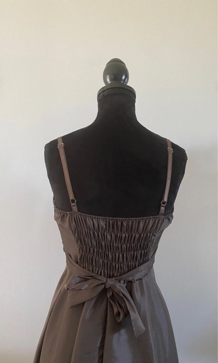 Robe chic de soirée Made in Italy marron avec serquins taille S / M - photo numéro 5