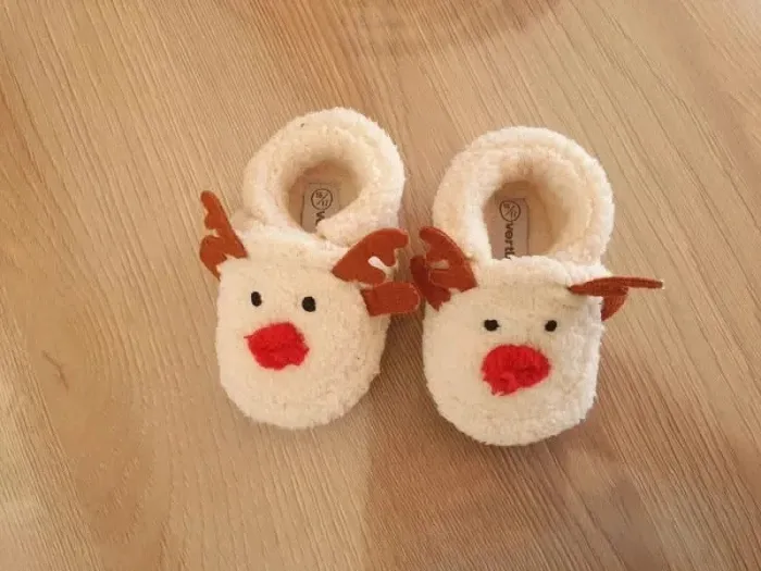 Paire de Chaussons Noël Rennes Taille 16-17 (0-6 mois) - Vertbaudet - photo numéro 4