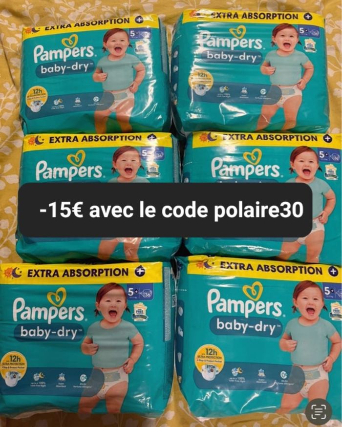 Six packs de couches Pampers taille 5 plus