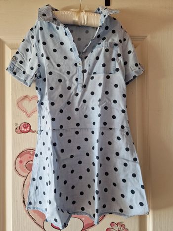 Robe orchestra bleu à pois 8 ans