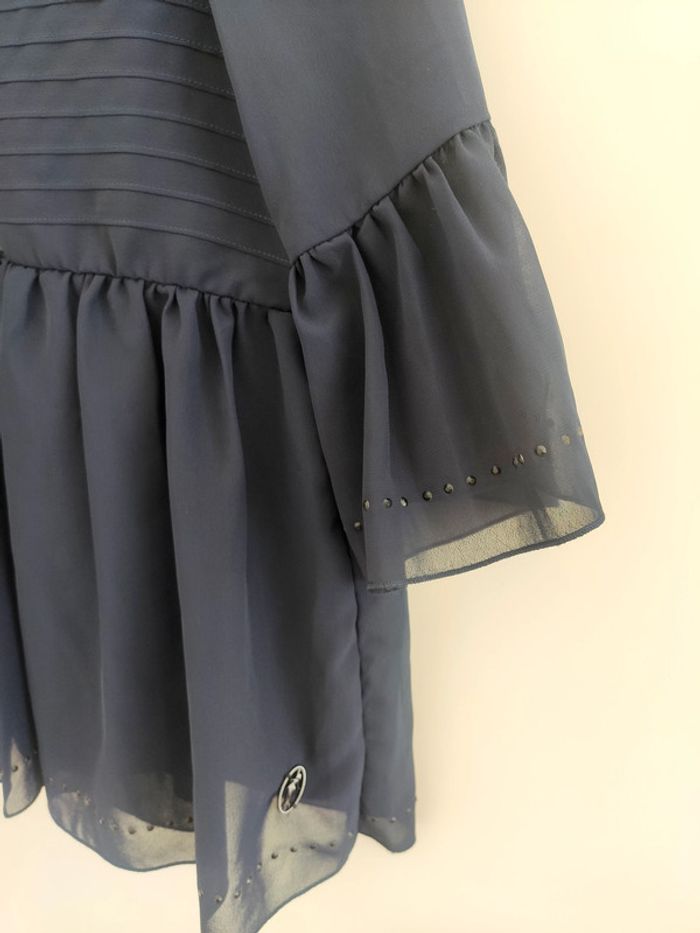 Joli haut bleu marine Dame Blanche col rond avec strass 36 très bon état - photo numéro 6