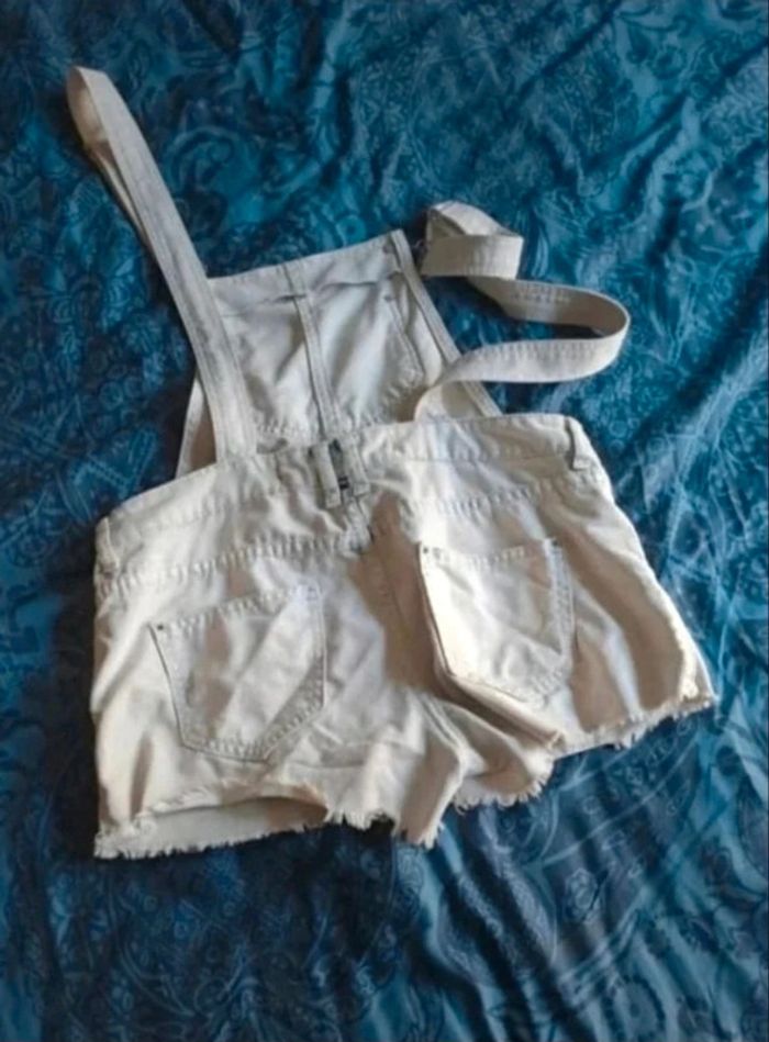 Salopette courte jeans blanc T 36 - photo numéro 2