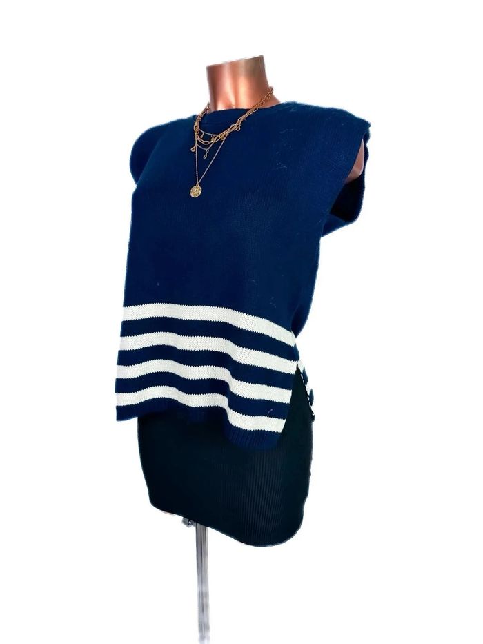 Magnifique top en maille bleu - photo numéro 2