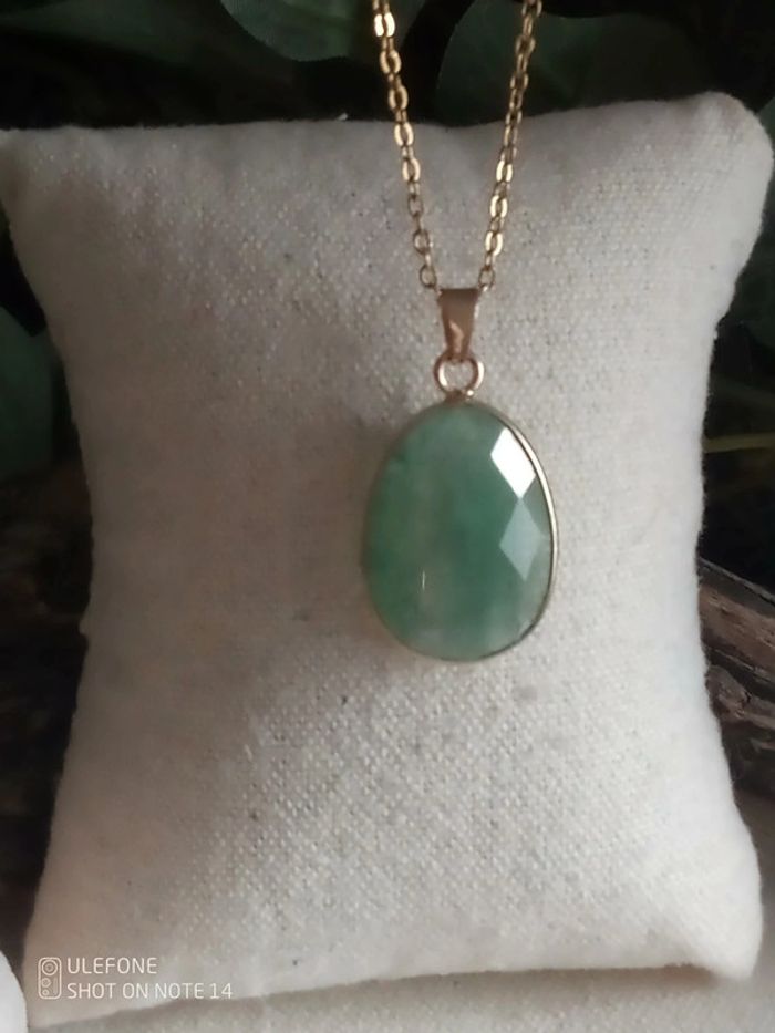 Collier aventurine pierre naturelle à facettes