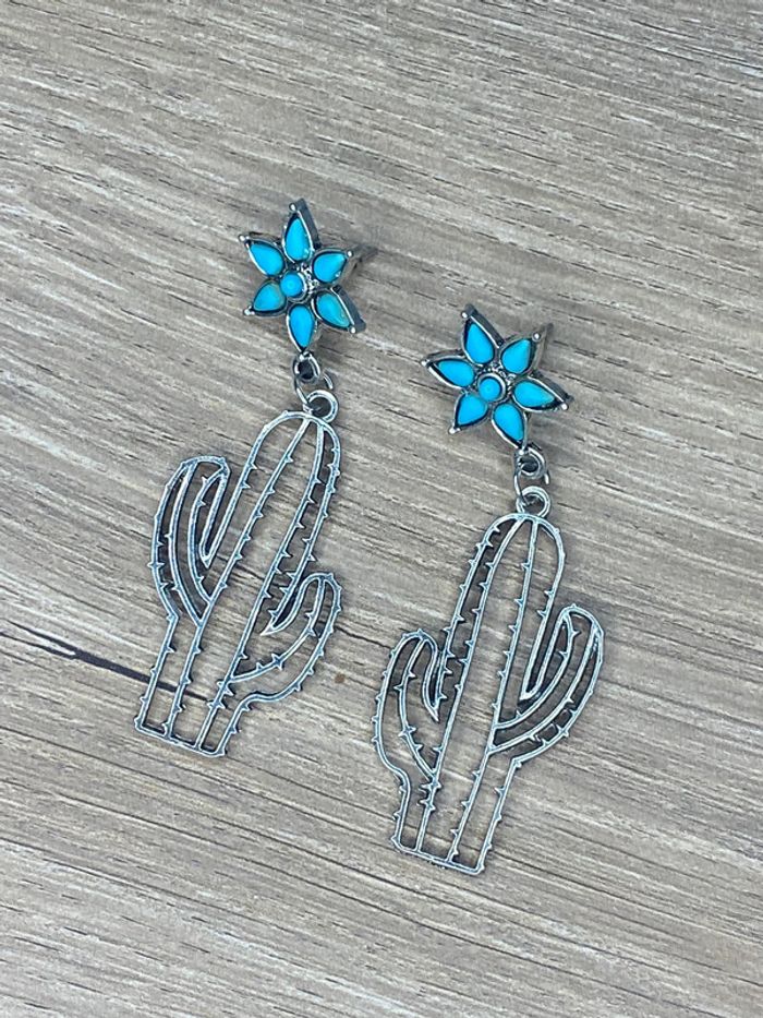 Boucles d’oreilles cactus acier - photo numéro 2