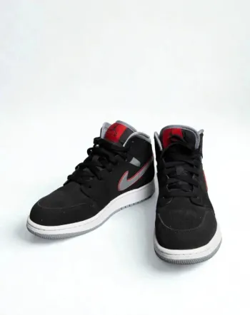 JORDAN 1 MID Black Particle Grey Gym Red – Taille 38,5