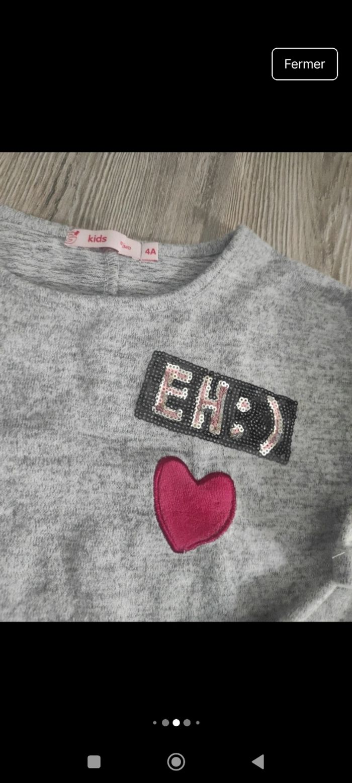 Lot habits fille avec pantalon neuf short t-shirt manches longues pull collants 4 ans - photo numéro 4