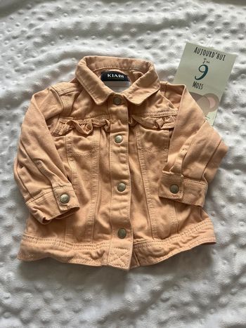 Veste en jean rose kiabi taille 9 mois