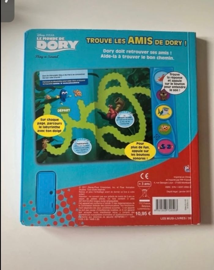 Livre sonore pour enfant Disney TRÈS BON ÉTAT dessin animé Dory - photo numéro 7