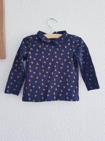 JBC - Tee-shirt manches longues, col Claudine, boutonné au dos (12 mois)