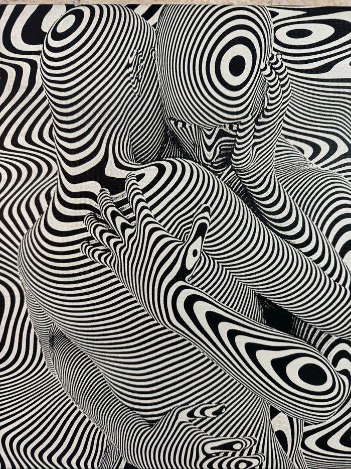Tableau couple abstrait noir et blanc en toile 30x40cm - photo numéro 4