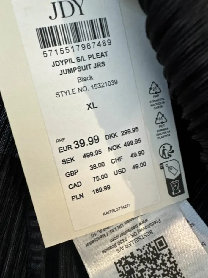 Combinaison noire JDY taille XL, neuve avec étiquette, valeur 40€ longueur 175cm - photo numéro 5
