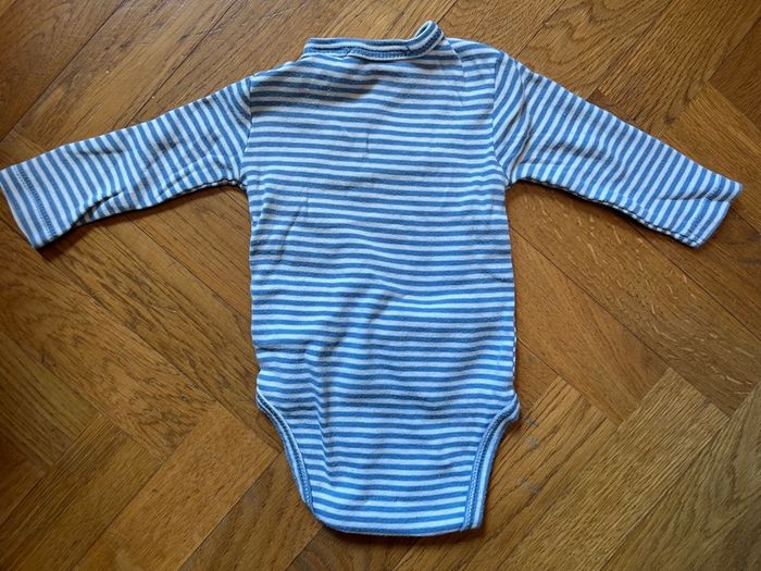 Body bébé 1 mois à rayures bleu / blanc - photo numéro 3