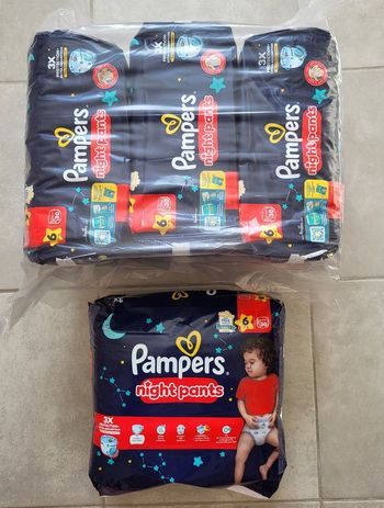 4 paquets de couches pampers pants night taille 6