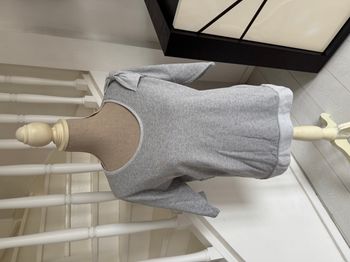 Sweat Etam manches 3/4 gris argenté avec noeud à l'épaule