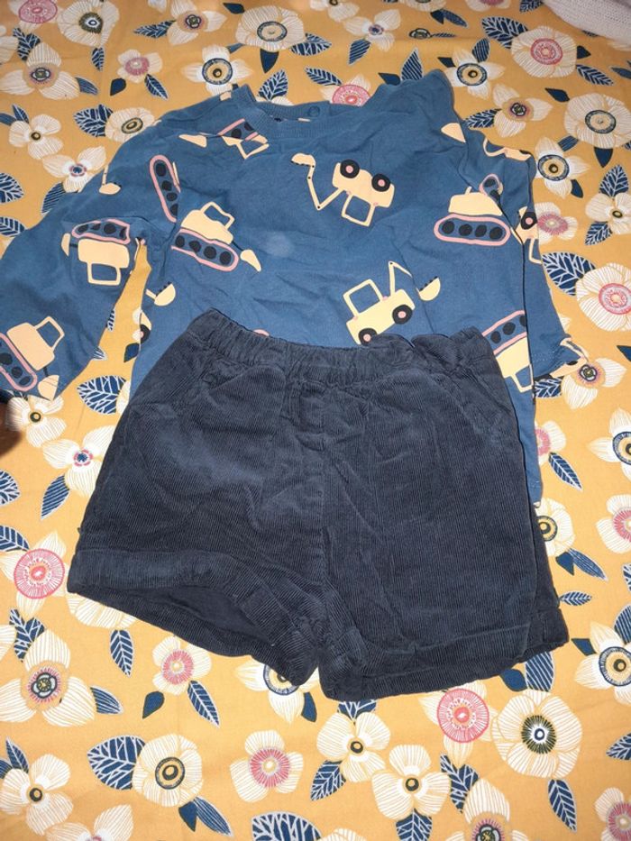 Salopette chat et short en velours avec haut - photo numéro 5