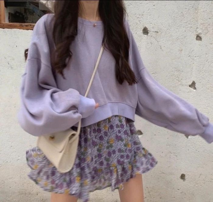 Ensemble violet lila jupe et pull