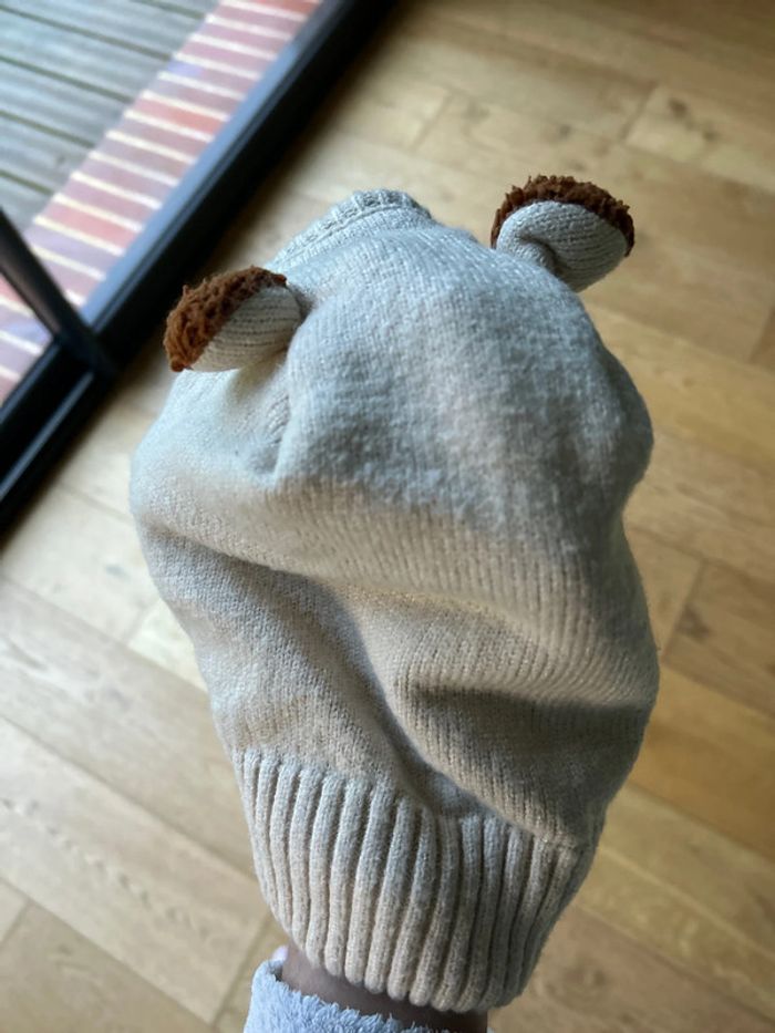 Cagoule à oreilles d’ours polaire 3/6 mois - photo numéro 2