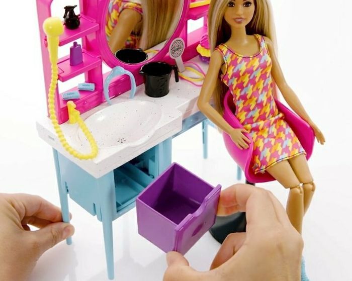 BARBIE SON SALON DE COIFFURE ET ACCESSOIRES POUPEE INCLUSE MATTEL NEUF - photo numéro 10
