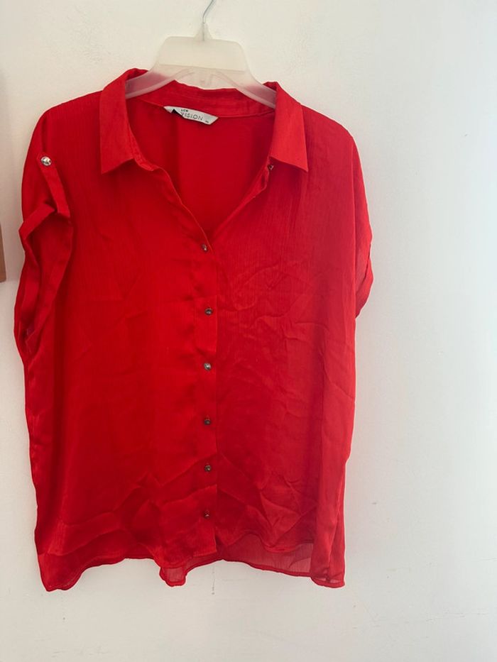 Chemisier rouge vif satiné lcw vision taille 44 - photo numéro 2